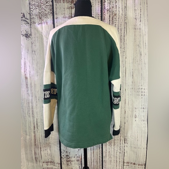EUC PINK Victoria Secret Green And White Sweater, Size Medium, Cotten - Picture 2 of 4
